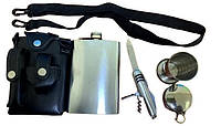 Набор подарочный: фляга 530 мл, 1 рюмка складная, нож складной в сумке на ремне
