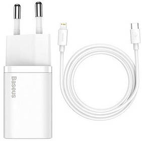 Мережевий зарядний пристрій Super Si 1C 20 With Simple Wisdom Data Cable Type-C/iP 1 m White