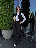 Женский костюм жилетка + брюки палаццо оверсайз деловой тренд на каждый день беж и черный