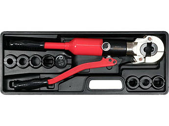 Прес-кліщі гідравл для труб PEX-AL і PERT YATO; l= 46см, з матриц U/TH 16/20/25/32 мм сила- 10т, 9ел