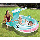 Надувний дитячий басейн Intex 57440 у вигляді Кита з розпилювачем 201х196х91 см на 200 л Блакитний, фото 2