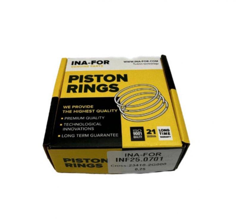 Кільця Поршневі ремонт +0,25 мм Hyundai Sonata 07-14,Tucson 09-15 2.0 MPI G4KD (INA-FOR INF25.0701), фото 1