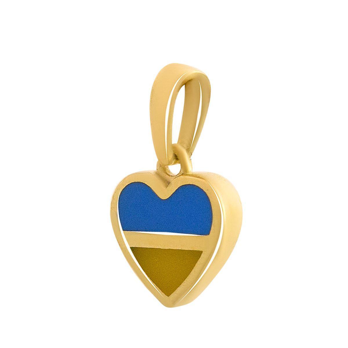 Патріотичний золотий кулон підвіска серце жовто-синій жіноча підвіска кулон у формі серця з прапором України