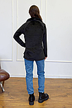 Теплий велюровий светр  під шию з відкладним коміром 44-50 розміри чорний, фото 2