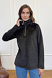 Теплий велюровий светр  під шию з відкладним коміром 44-50 розміри чорний, фото 3