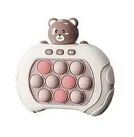Інтерактивна іграшка антистрес електронний Pop It Поп іт Quick Push 4 режими з підсвічуванням кнопок Коричневий ведмедик