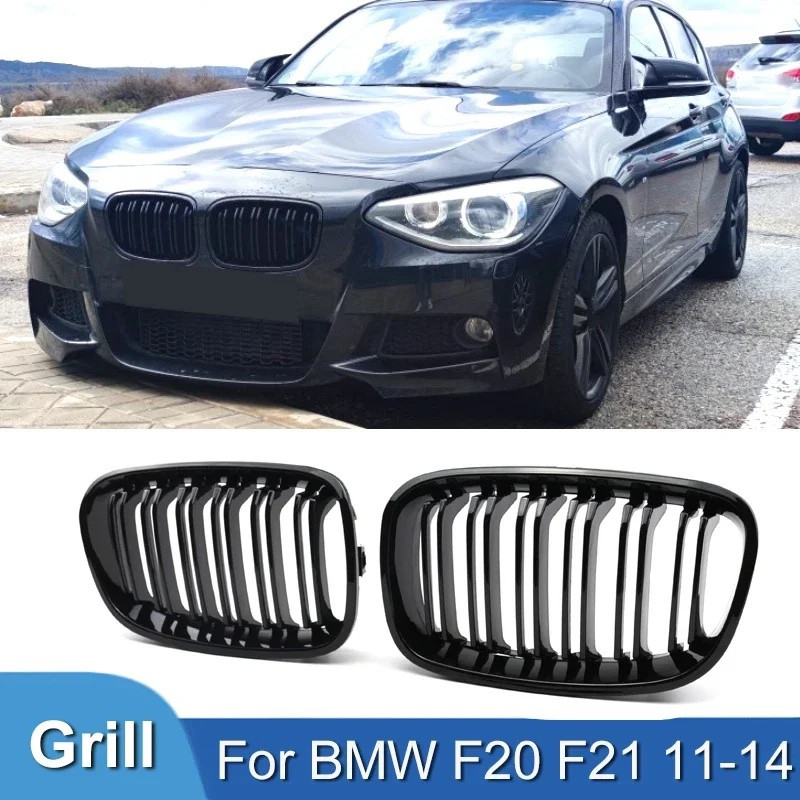 Решітки Радіатора BMW БМВ 1 Series F20 F21 2011-2014 чорні глянсові здвоєні ніздрі