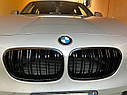 Решітки Радіатора BMW БМВ 1 Series F20 F21 2011-2014 чорні глянсові здвоєні ніздрі, фото 5