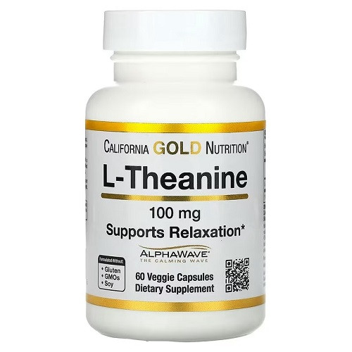 Амінокислоти California Gold Nutrition L-Theanine 100 mg (60 капсул.), фото 1