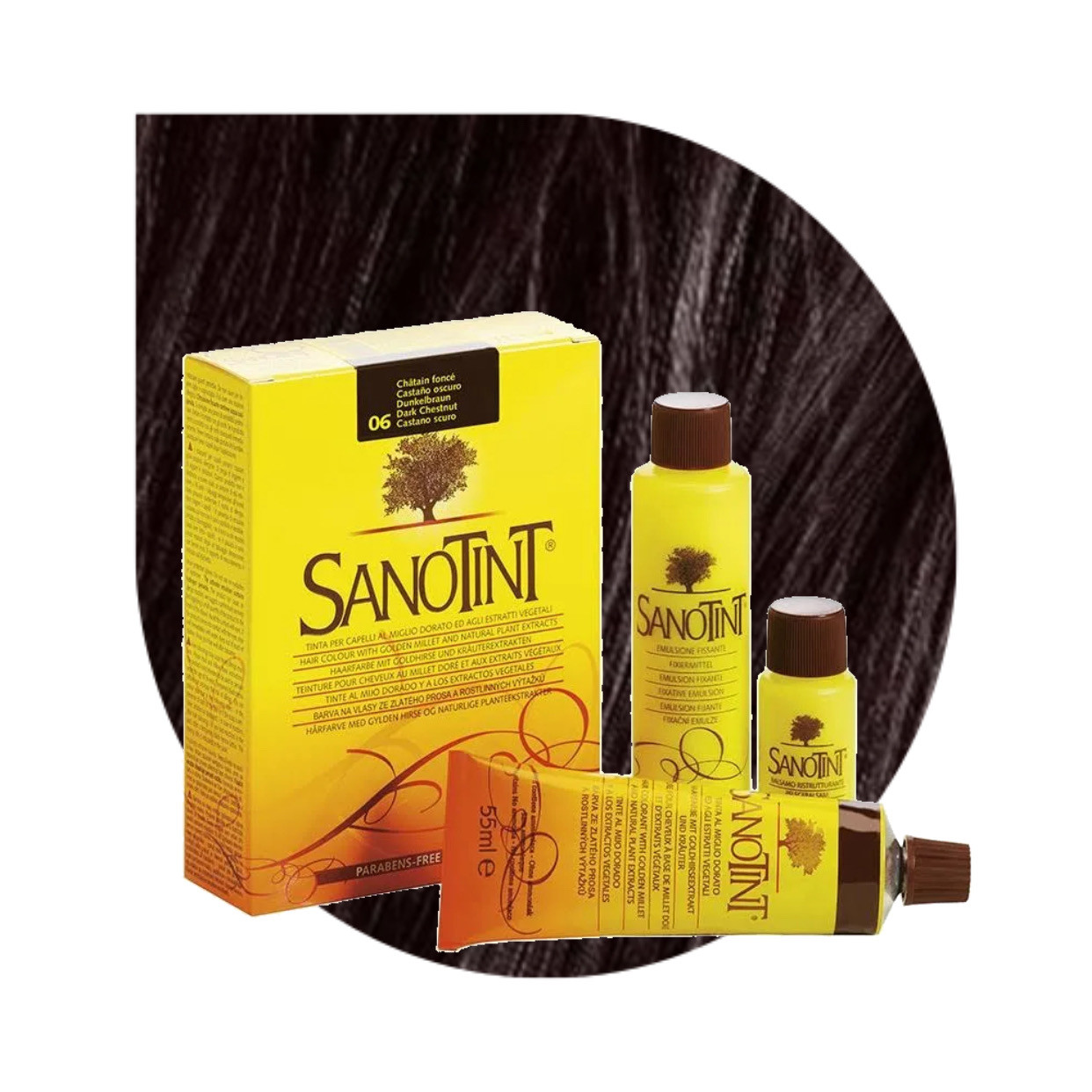 Органічна фарба для волосся Темно-Каштанова №6 Sanotint Вивасан Vivasan Switzerland Swiss 125мл