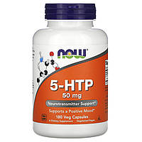 5-HTP (Гидрокситриптофан), 50 мг, Now Foods, 180 вегетарианских капсул CP, код: 6826757