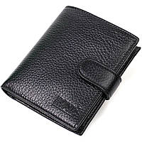 Чоловічий компактний вертикальний гаманець із натуральної шкіри флотар BOND 22005 Чорний Salex