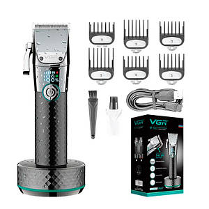Професійна бездротова машинка для стриження волосся на підставці VGR V-682
