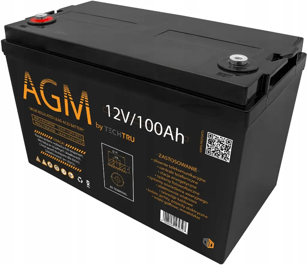 Аккумулятор AGM 12В 100Ач (Польша) - фото 3 - id-p2093260628