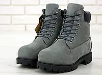 Женские зимние ботинки Timberland Classic Boots, нубук, (с мехом), серый, Турция 37
