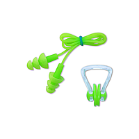Комплект беруш для плавания на верёвочке и зажим для носа, Leacco, лаймового цвета BS-07 №4