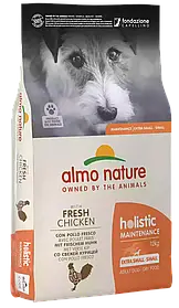 Almo Nature Holistic  сухий корм для дорослих собак міні та малих порід КУРКА,12кг