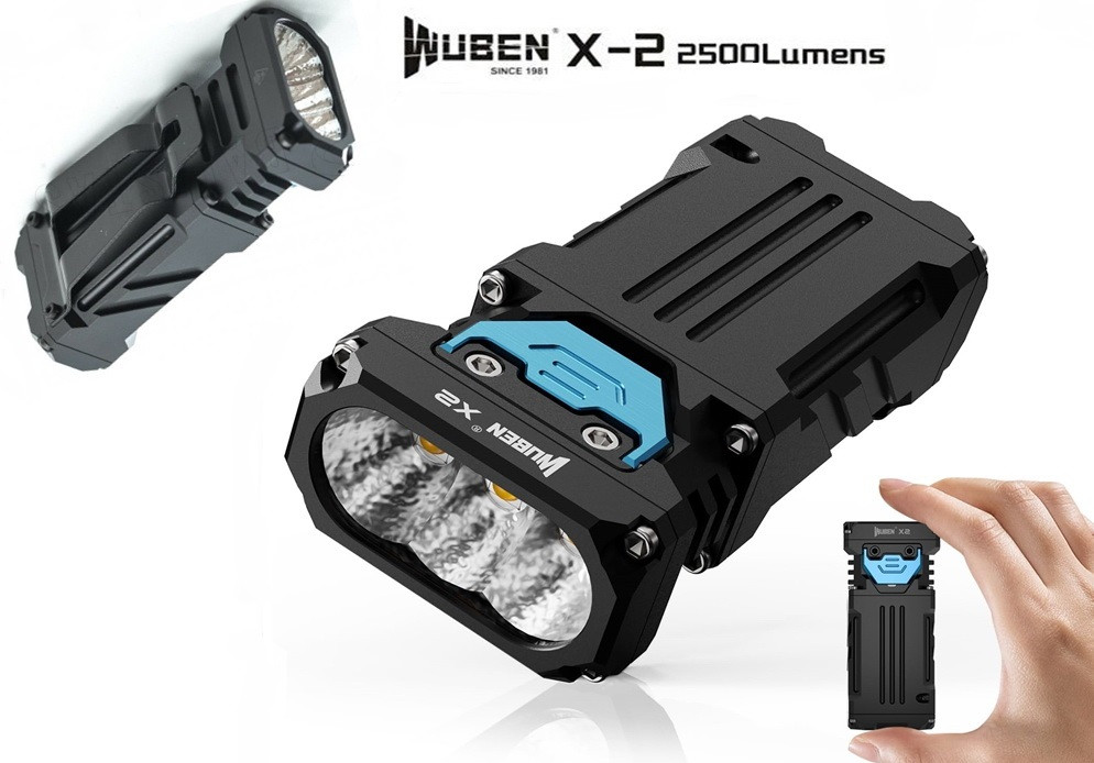 Ліхтар Wuben X2 Black edc (2500LM, 2000mAh, USB-C, IP68, 146 метрів, 80 годин, Швидке заряджання, Кліпса)