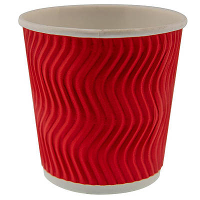 Гофрований стакан 110мл червоний (30шт)