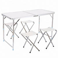 Стол для пикника с 4 стульями Folding Table (60х120 cм) серебро