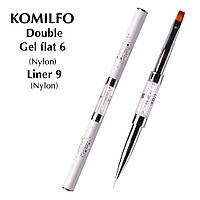 KOMILFO Пензель Double Gel flat 6(Nylon)/Liner 9