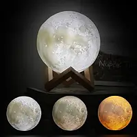 Ночник 3D светильник луна Magic Moon 15 см 5 режимов BK322-01