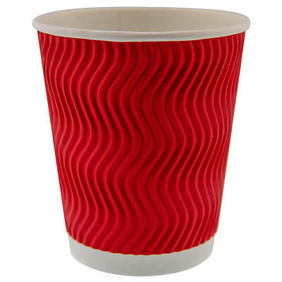 Гофрований стакан 180мл червоний (30шт)
