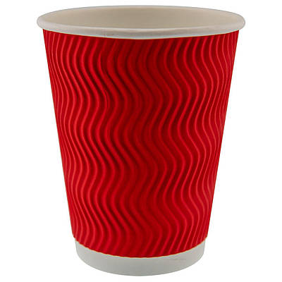 Гофрований стакан 350мл червоний (30шт)