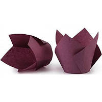 Бумажная форма для кексов Тюльпан сливовая, 20 шт.