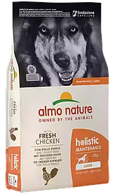 Almo Nature Holistic сухий корм для дорослих собак великих порід КУРКА,12кг