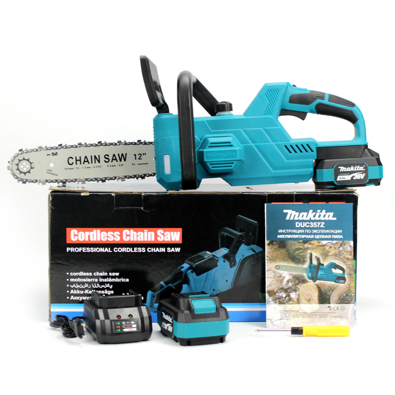 Купить Аккумуляторная цепная пила Makita DUC357Z (36V, 6Ah), АКБ пила ...