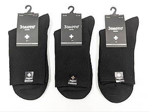 Чоловічі шкарпетки Без Резинки, Золото бавовна, високі розмір 41-47 10 пар/уп чорні