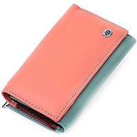 Женский кожаный кошелек в три сложения ST Leather Разноцветный Toyvoo Жіночий шкіряний гаманець у три