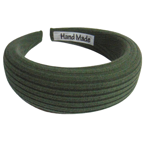 Широкий обруч для волосся рубчик Handmade зелений, фото 1