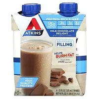Atkins, Protein Rich Shake, молочний шоколад, 4 коктейлі, 325 мл (11 рідк. Унций) в Украине