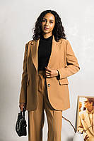 Пиджак женский классичнеский длинный коричневый L-XL, 2000000184906