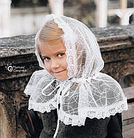 Праздничный платок, детский палантин "Ажурный №1", белый