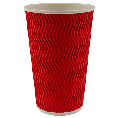 Гофрований стакан 450мл червоний (25шт)