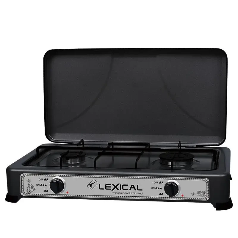 Плита газова настільна з двома конфорками Lexical LGS 2812-2 Чорна Портативна плита для дому, фото 1