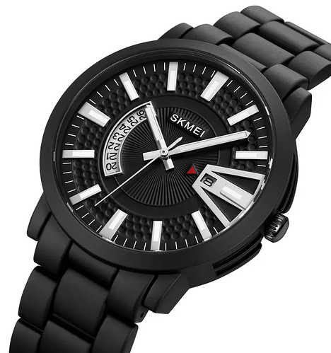 Мужские классические часы Skmei 1985 на браслете (Черные с серебристым ...