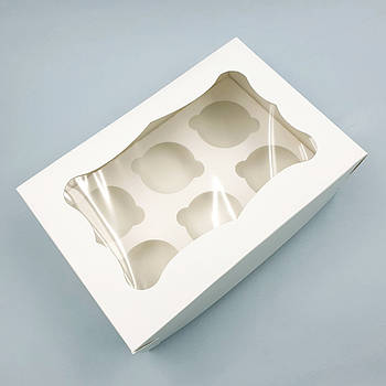 Коробка для капкейків на 6 шт із віконцем 25х17х8 см