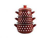 Набір емальованого посуду, Горох червоний 558 RED (Т) 84311 ТМINTEROS (код 1103539)
