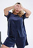 Р. 48-70 Жіночий велюровий костюм піжама з шортами та футболкою великих розмірів, фото 8