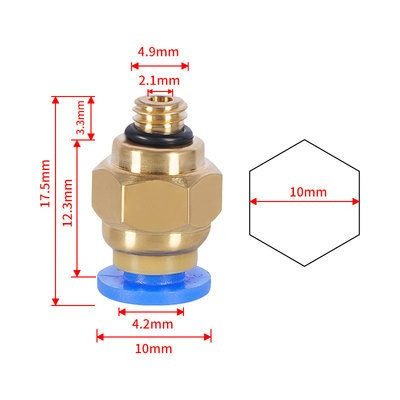 Фітинги PC4-M5 для PTFE тефлонової трубки, Латунь