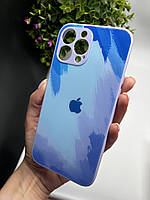 Чехол на IPhone 13 ProMax Glass Case Gradient,Защитный чехол из стекла,пластика и силикона TPU Blue