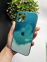 Чехол на IPhone 13 ProMax Glass Case Gradient,Защитный чехол из стекла,пластика и силикона TPU Green