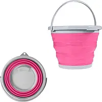 Ведро 10 литров туристическое складное Collapsible Bucket, Розовое FRF74G