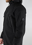 Тактичний демісезонний чоловічий чорний костюм Softshell, костюм чоловічий чорний софтшел, фото 8