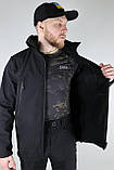 Тактичний демісезонний чоловічий чорний костюм Softshell, костюм чоловічий чорний софтшел, фото 4