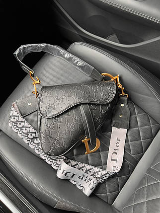 Жіноча сумка Dior Small Vibe Hobo Bag Black Leather Кросс-боді шкіра чорна ручка шкіряні на ланцюжках DIOR, фото 1